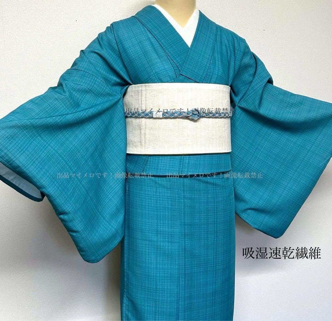 浴衣 夏 単着物 ターコイズ 吸湿速乾 浴衣単品 夏color 0522⑦ 浴衣 夏 単