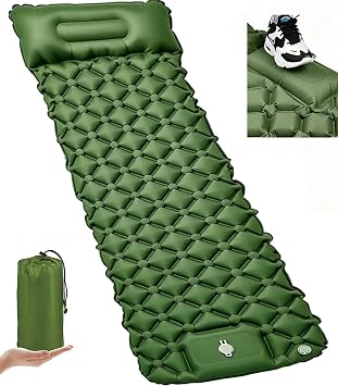 Camping Mat, Durable Compact Ultralight Sleeping Mat, Waterproof Camping Air Mattress for Adults Kids, Sleeping Pad with Pillow for Camping, Backpacking, Hiking, Traveling, Tent Trap