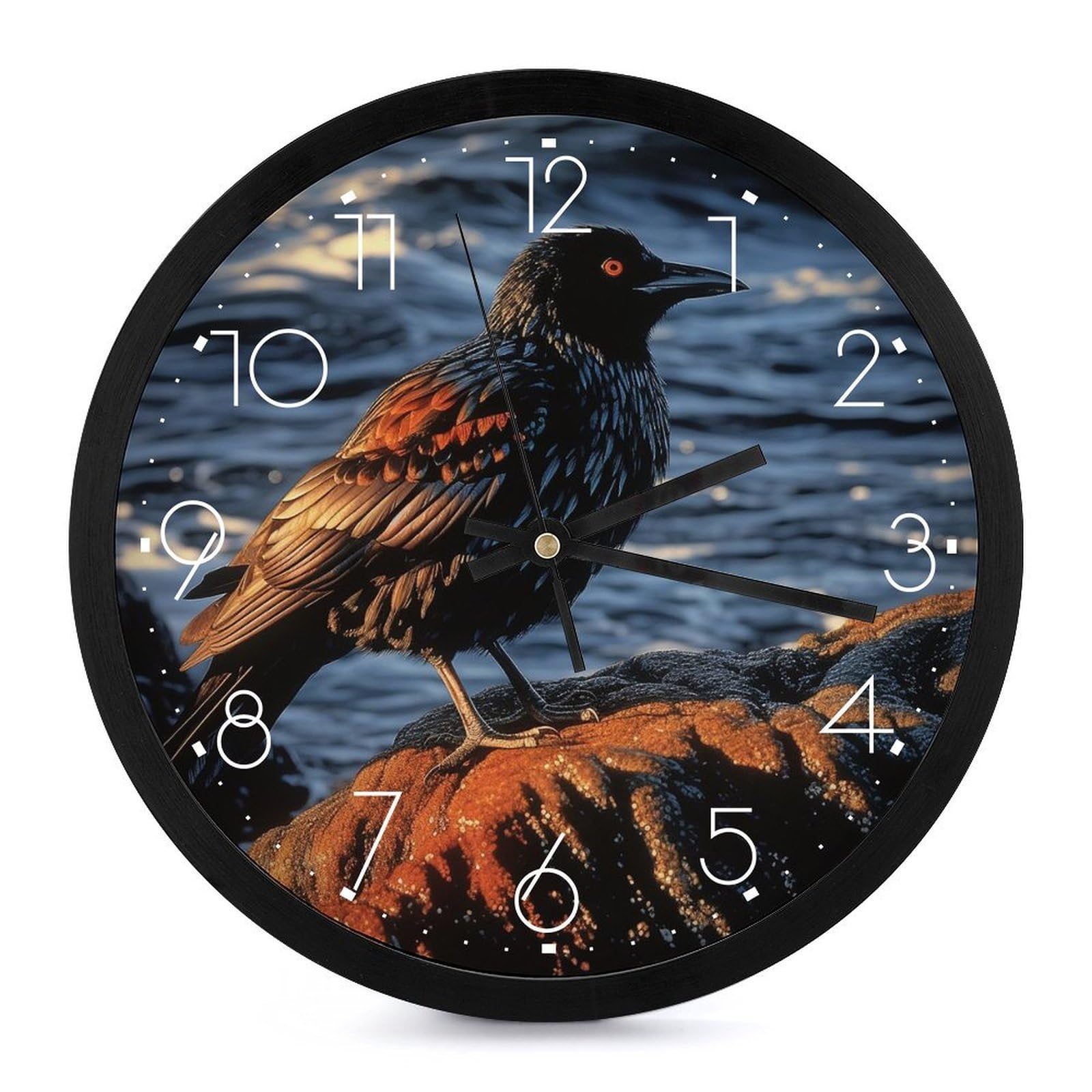 Grande horloge murale silencieuse oiseau décor salon pour ambiance zen