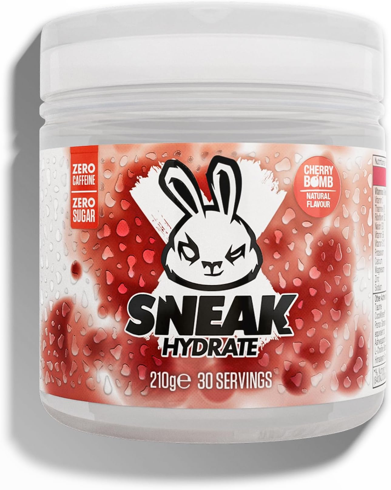 SNEAK Hydrate | Cherry Bomb | Coconut Water with Electrolytes, Zero Caffeine, Zero Sugar, Natural Flavours & Colours, Ashwagandha KSM-66 | 30 Servings