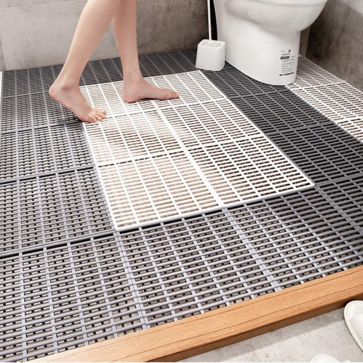 Benutzerdefinierte rutschfeste Badematte mit Drainage, ineinandergreifendes Design für den privaten und gewerblichen Gebrauch, Familien-sicheres Duschzubehör (Weiß 12)