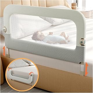 Bed Guard Rail for Toddlers - 47inch Foldable & Adjustable Height Baby Bed Safety Side Rails - Large Toddler Crib Railing Guard for Twin, Bunk, Full Size, Queen & King, Full Size Bed