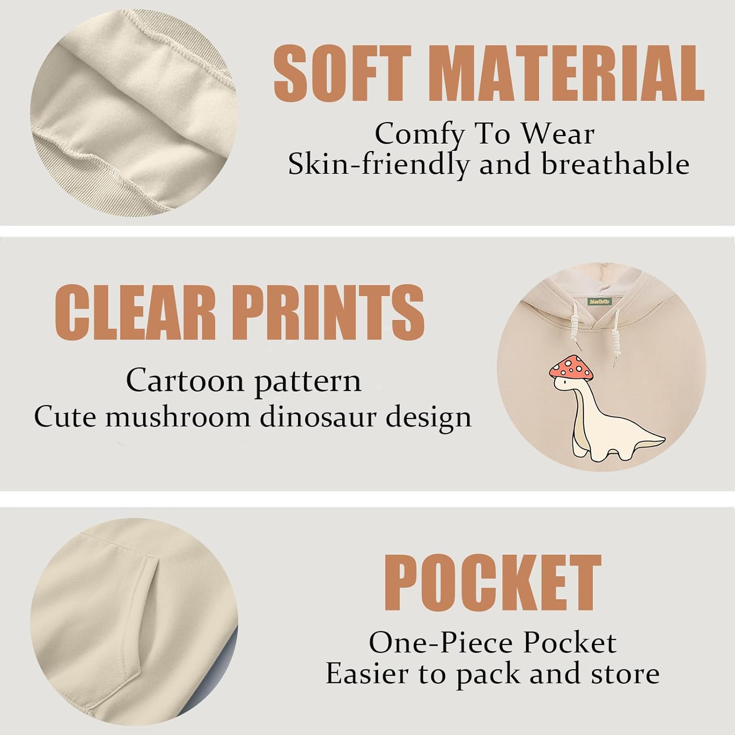 Oversized Cute Mushroom Dino Print Hoodies for Womens Kawaii Cartoon Sweatshirt Teen Girls Cotton Fleece Sweaters - Image 5