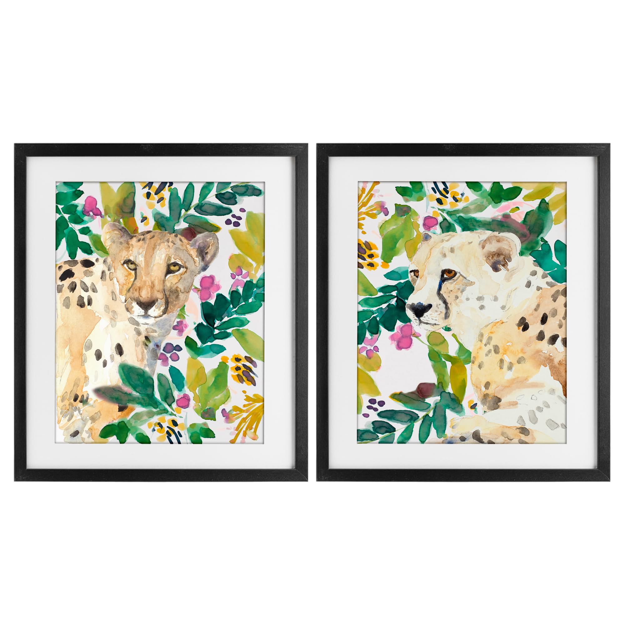 'Botanical Garden Wildlife'| 2pc Framed Print Under Glass Set