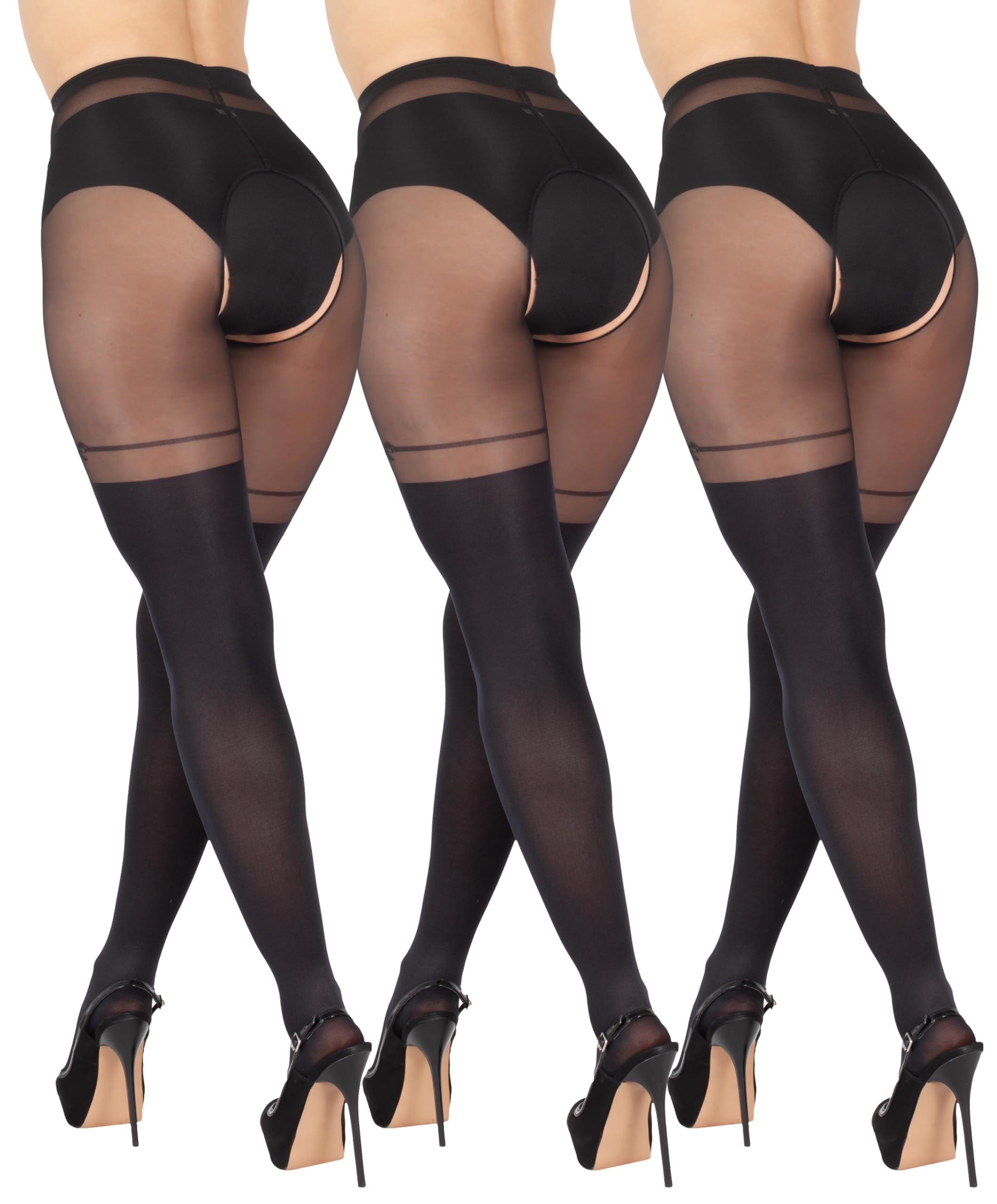 BANANALU Collants 20 deniers sexy ouverts avec entrejambe ouverte