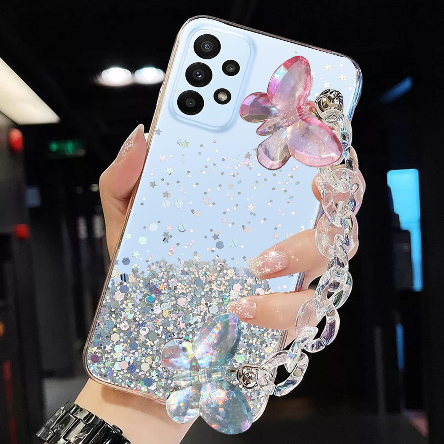KC Back Cover for Samsung Galaxy A33 5G, Crystal Butterfly Wrist Bracelet Chain Holder Non Moving Dry Fixed Glitter Soft Silicone Case (Transparent) (B0B641PB4P) Amazon Price History, Amazon Price Tracker