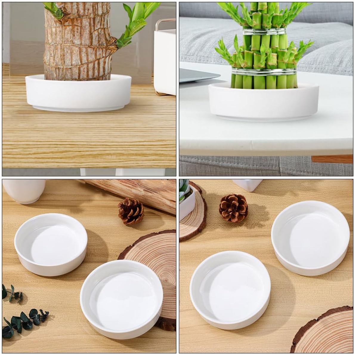 Milisten 6pcs Ceramic Plant Saucer Round Drip Tray Heavy Duty Flower Pot Base for Indoor Use Plant Plate to Prevent Water Leakage and Maintain Clean Floors