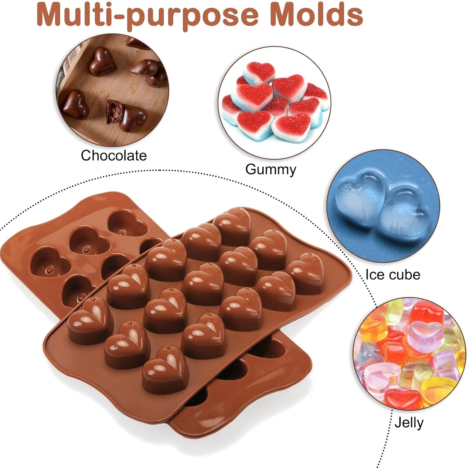 Heart Chocolate Molds Silicone, Small Gummy Molds Shaped Heart for Fondant/Fruit Snacks, Candy Molds Silicone for Valentine/Anniversary/Wedding, Wax Melt Molds 15 Cavities, 8 ml - Image 3