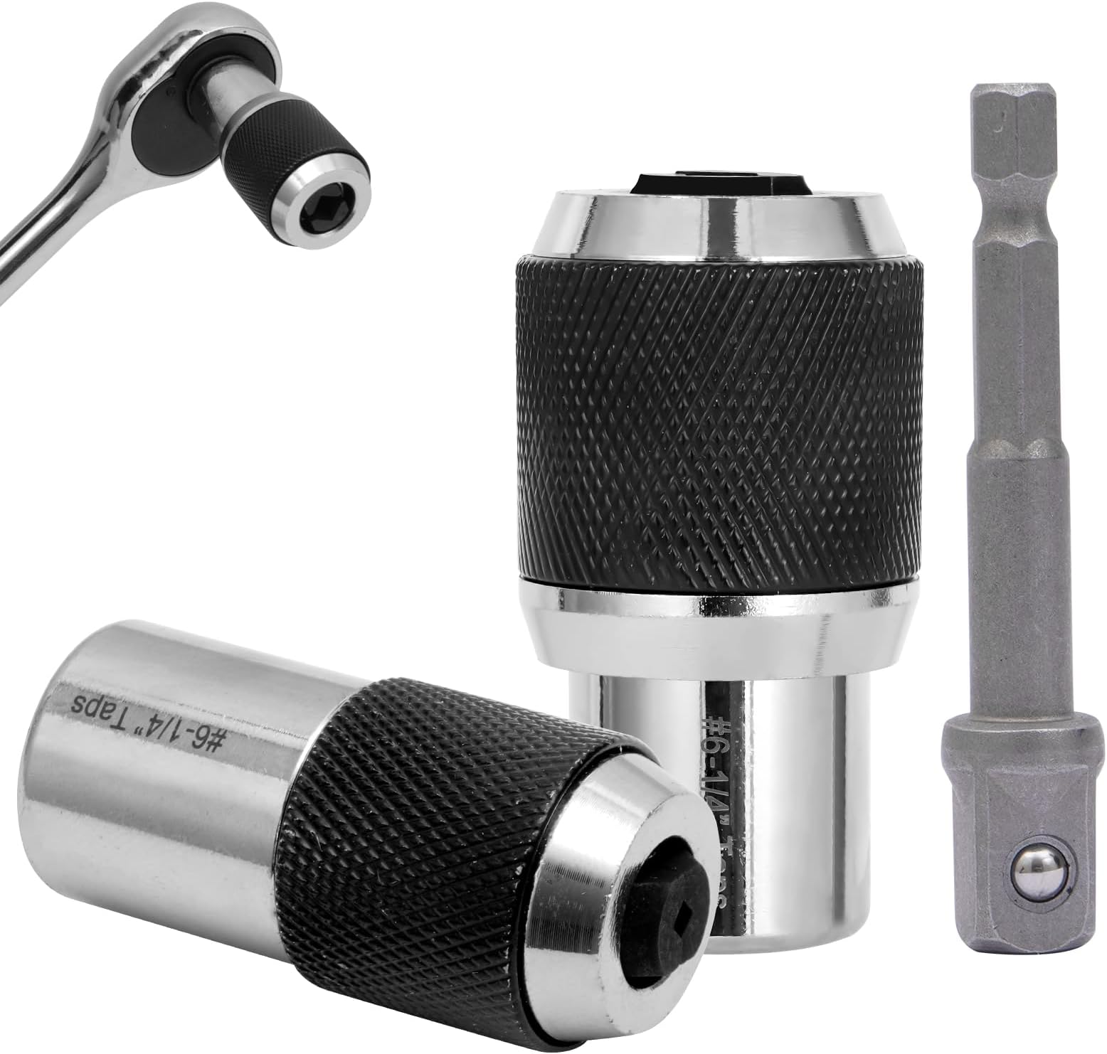 3PCS Tap Socket Set, Adjustable Tap Holder Socket Adapter, for #6-1/2 Taps, 3/8 Inch Drive Tap Socket kit, Durable Threading-Tap Extractors, Compatible with Tap, Reamer, and Screw Extractors