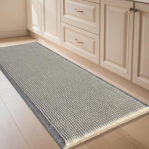 Miniatura 22 de Juego de alfombrilla de baño IM HOME 3 piezas beige, alfombrillas de baño modernas tejidas, alfombrilla de baño antideslizante absorbente,