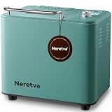 Neretva 20-in-1 2LB Bread Maker Metal Bread Machine with Dual Heater, Green | Automatic Bread Maker Machine with Nonstick Ceramic Pan, Low Noise, Stainless Steel Breadmaker, 15H Timer & 1H Keep Warm Set