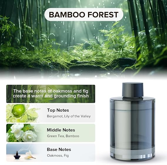Ceeniu Car Air Freshener, CF3 Luxury Perfume Refill, 135ml Large Capacity for 6 months, Bamboo Forest, Natural French Fragrance with Plant Extracts, Diffuser Air Freshener, Premium Car Scent