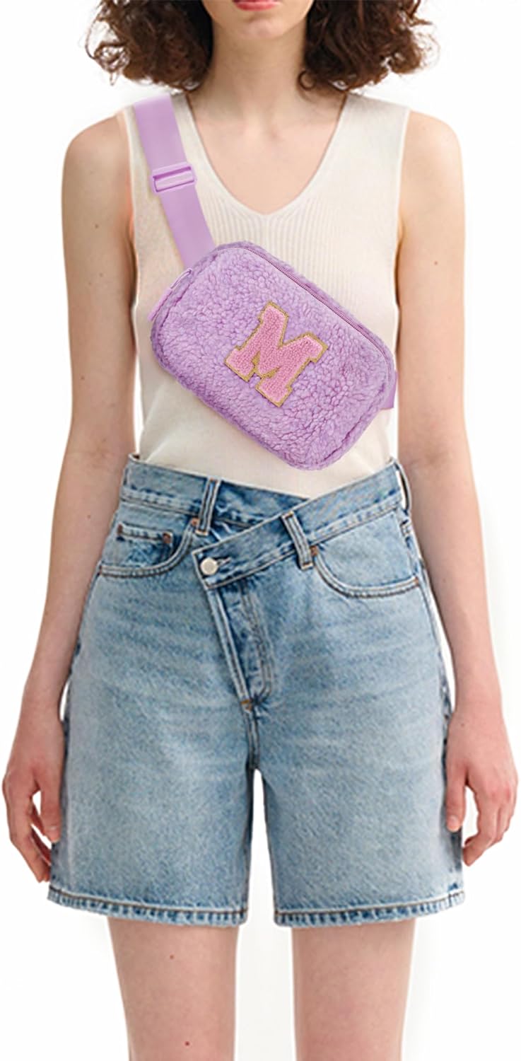 Gifts for Grandkids - Initial Purse Fanny Pack Crossbody Bag,Birthday Gift for 5 6 7 8 9 10 11 12 13 14 15 16 Year Old Teen Girls - M,Lavender - Image 2