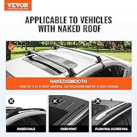 Vista 2 de VEVOR Barras transversales para portaequipajes de techo, barras transversales de portaequipajes de techo de aluminio, se ajustan a techos sin rieles