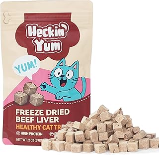 Freeze Dried Beef Liver Cat Treats, Single Ingredient High Protein Cat Snacks, Grain Free Food Toppers & Training Rewards for Picky Cats, 2 oz