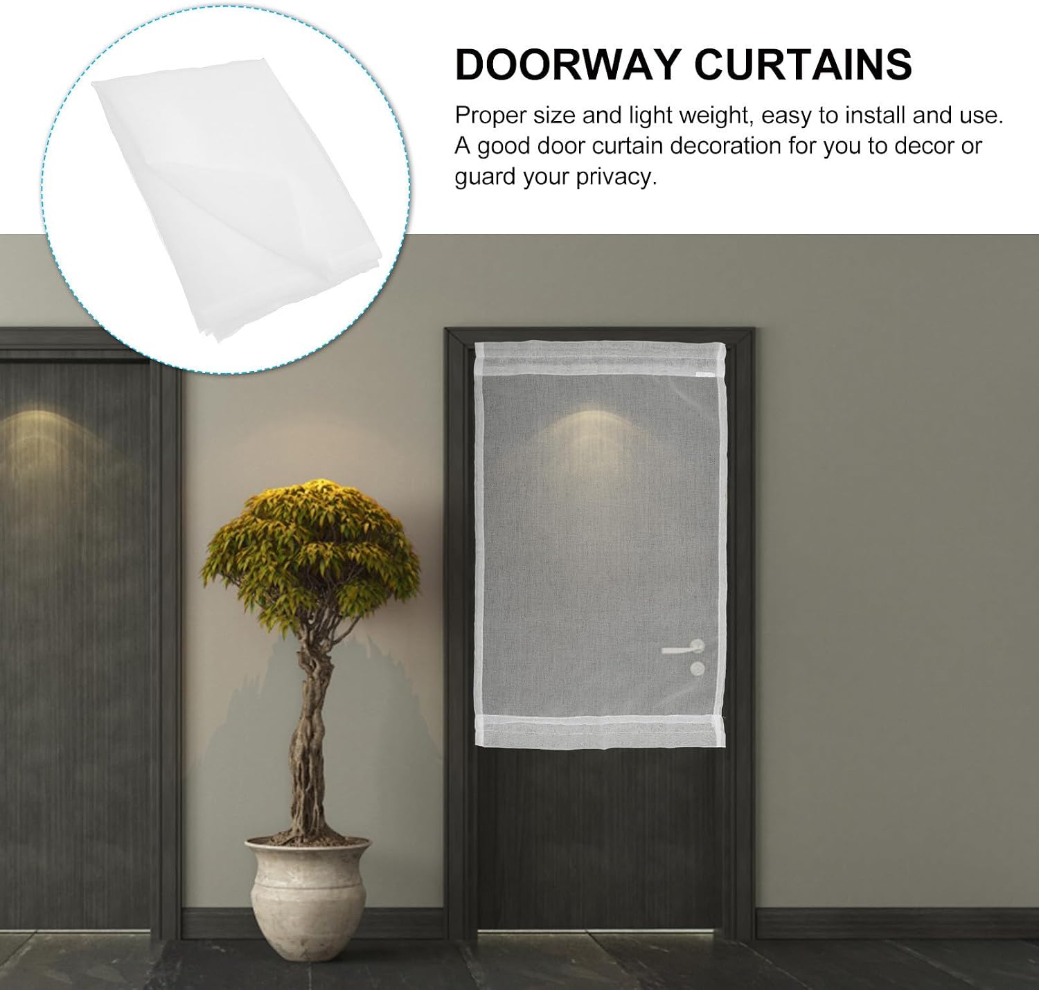 White Gauze Door Curtain 25x40 in Privacy Protection for Home Use