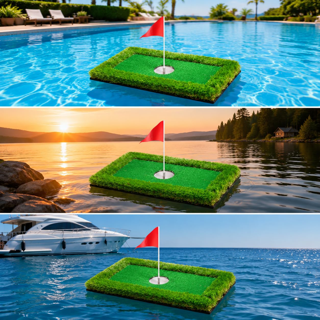 Campo Golf Flotante, Mini Golf para Piscina, Pelotas Flotantes Práctica, Accesorios Entrenamiento