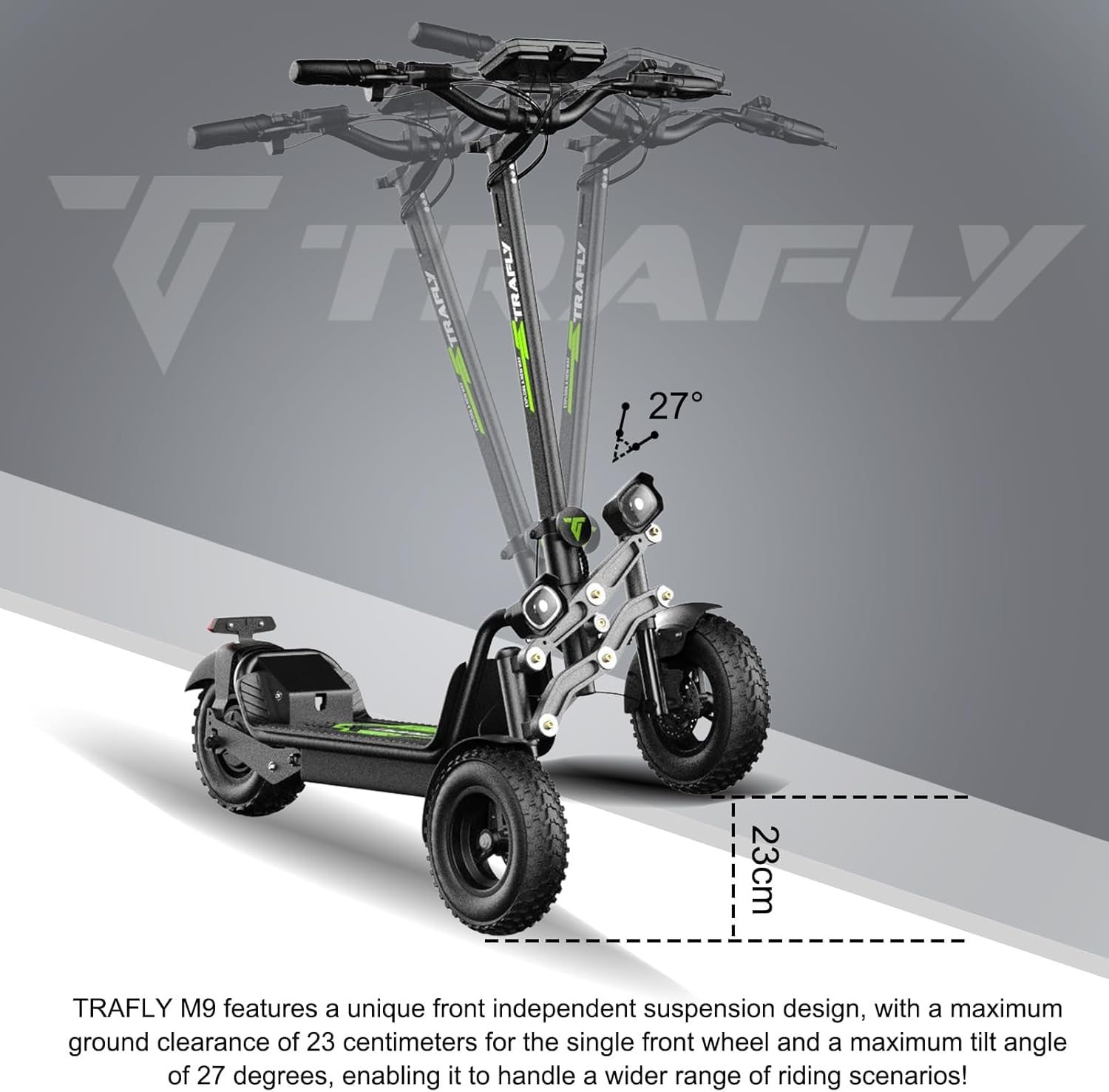 1512W Peak Power, Reverse Trike Electric Scooter, Max Speed 25MPH & 47Miles Long Range - Equipped with 12-inch Front and 10-inch Rear Vacuum Tires, Equipped with EBAS and Triple Hydraulic Brakes