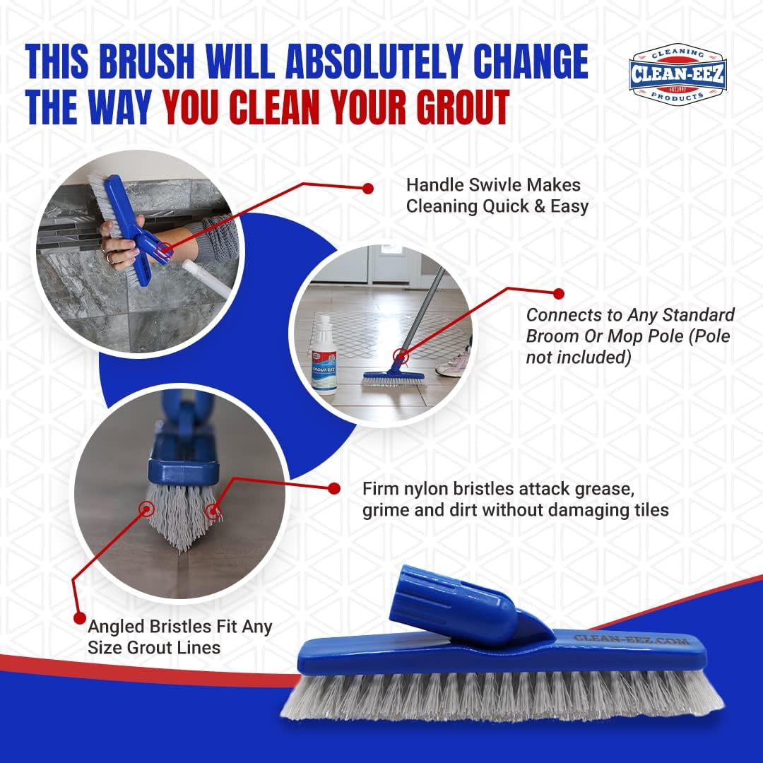 IT JUST WORKS! Grout-Eez Super Heavy Duty Tile & Grout Cleaner and whitener. Quickly Destroys Dirt & Grime. Safe For All Grout. Easy To Use. 2 Pack With FREE Stand-Up Brush. Clean-eez : Tools & Home Improvement