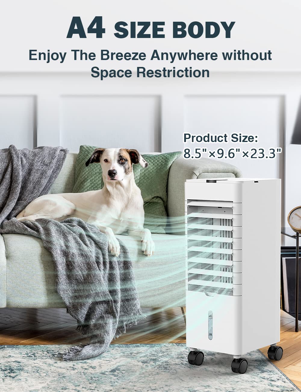 3In1 Evaporative Air Cooler, Cooling Fan with 3 Modes & 3 Speeds