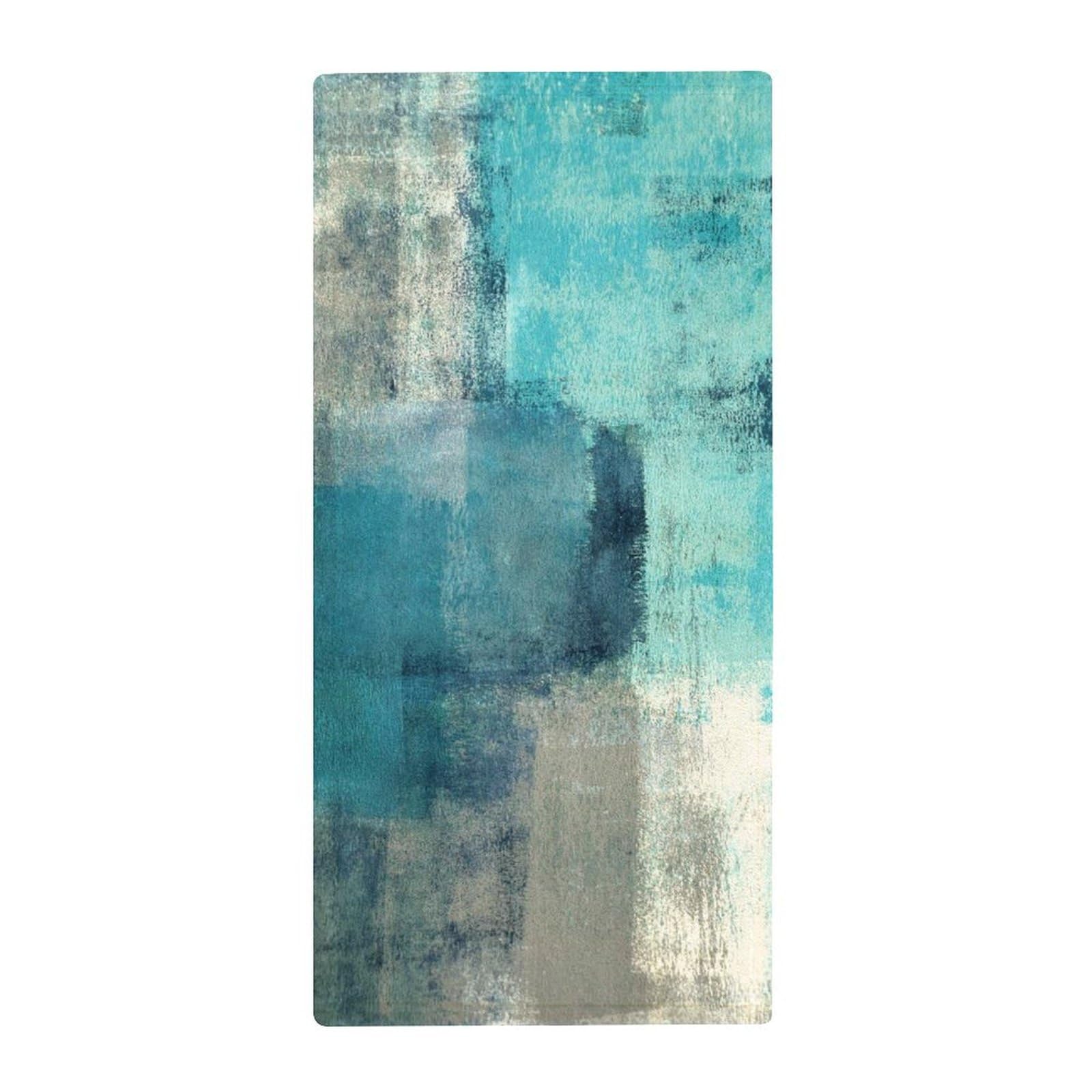 Turquoise and Grey Art Artwork Pattern Coral Fleece Towel Fast Dry Super Absorbent Washcloths for Beach Bath Pool