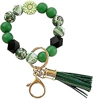 JNEWIN Silicone Bead Keychain Wristlet - Cute Bracelet Key Ring for Women, Car Keys Bag Charm, Stylish Handmade Gift