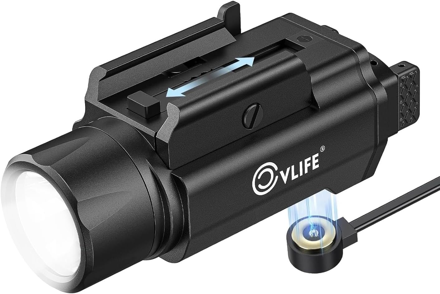 CVLIFE 1500 Lumens Pistol Flashlight Magnetic Rechargeable, Gun Light for Pistol with Quick Install Adjustable Rail, Picatinny Flashlight with Strobe Function
