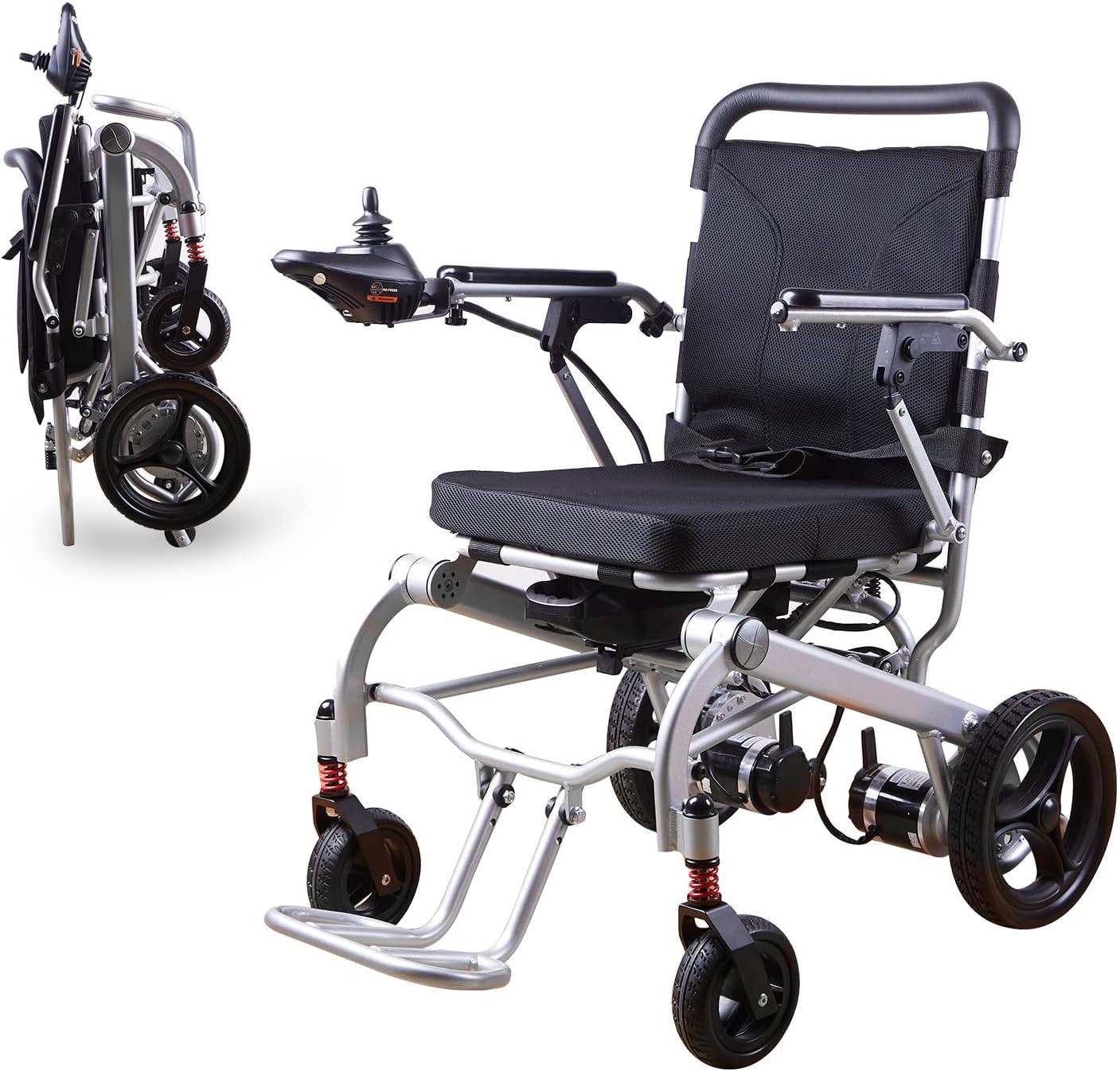 Rubicon DX07 All Terrain Foldable Electric Wheelchairs for Adults - Powerful 500W Motor - 12 mi Cruise Range - Detachable Airline Friendly Battery Supports up to 265 lbs (Model4)
