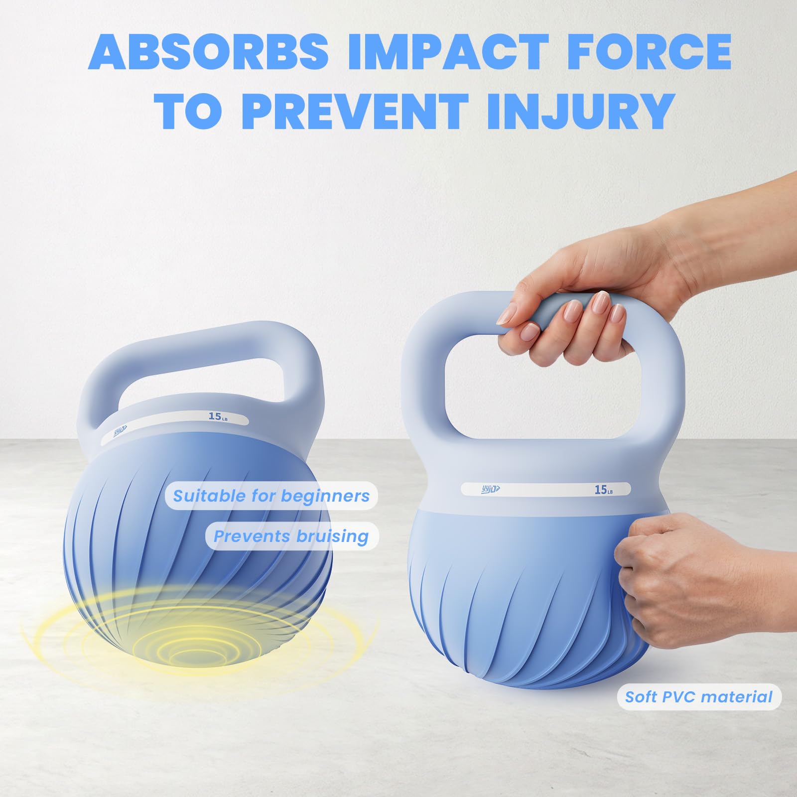 YYJO Set kettlebell morbido con base imbottita resistente agli urti, manico largo per allenamenti a casa, sollevamento pesi, donne e uomini, allenamento completo della forza