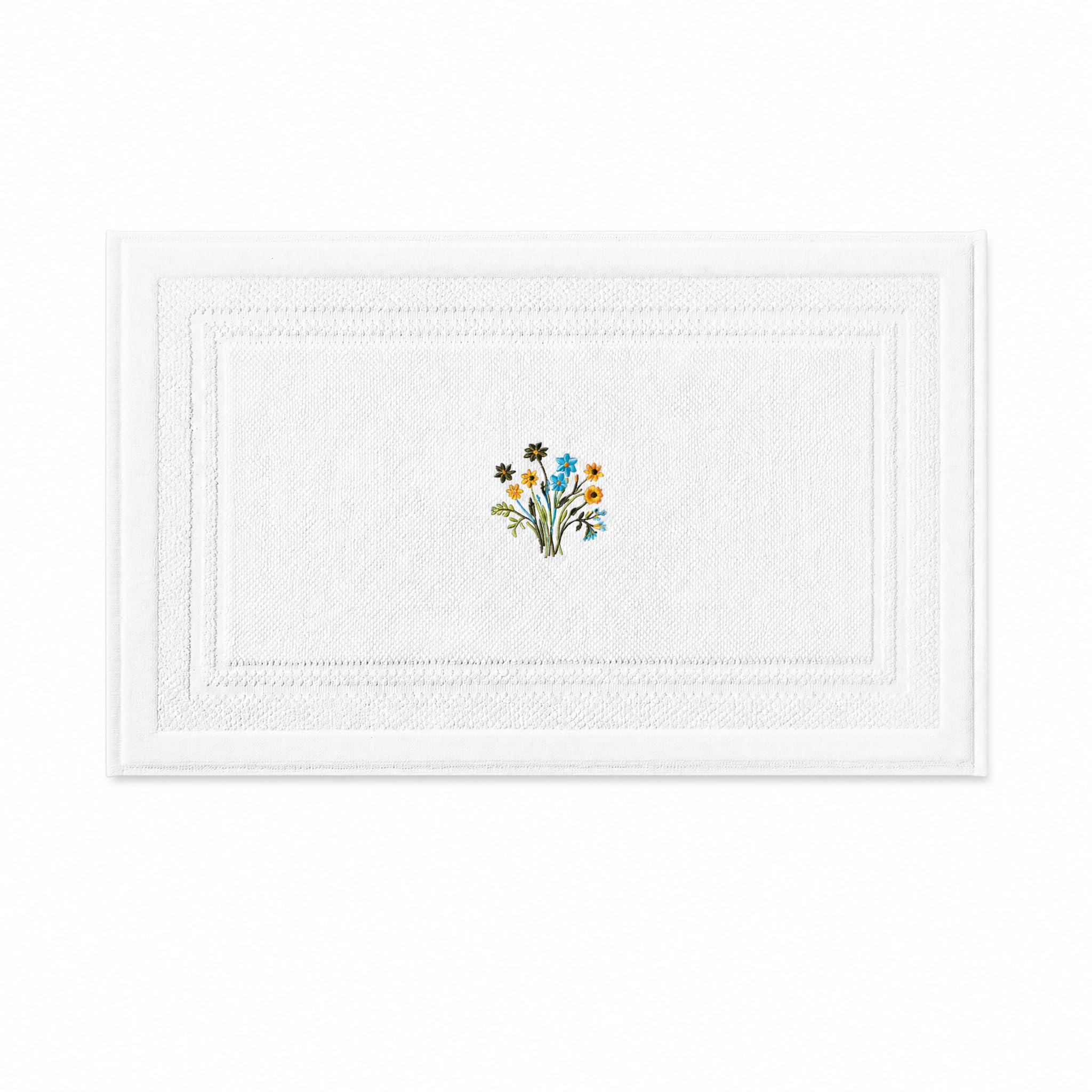 Alfombrilla Baño Algodón Lavable, Flores/Amarillo, 40x60CM