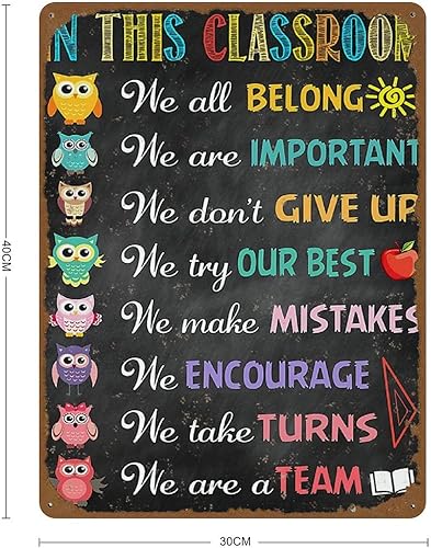 Miniatura 2 de Póster impreso con texto en inglés "Owl In This Classroom We All Belong We Are Important" para decoración de pared, letrero de aula, decoración de