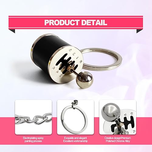 Miniatura 3 de Gea - Llavero de caja de cambios manual de 6 velocidades, llavero de palanca de cambios para automóvil, mini llavero de palanca de cambios de coche,