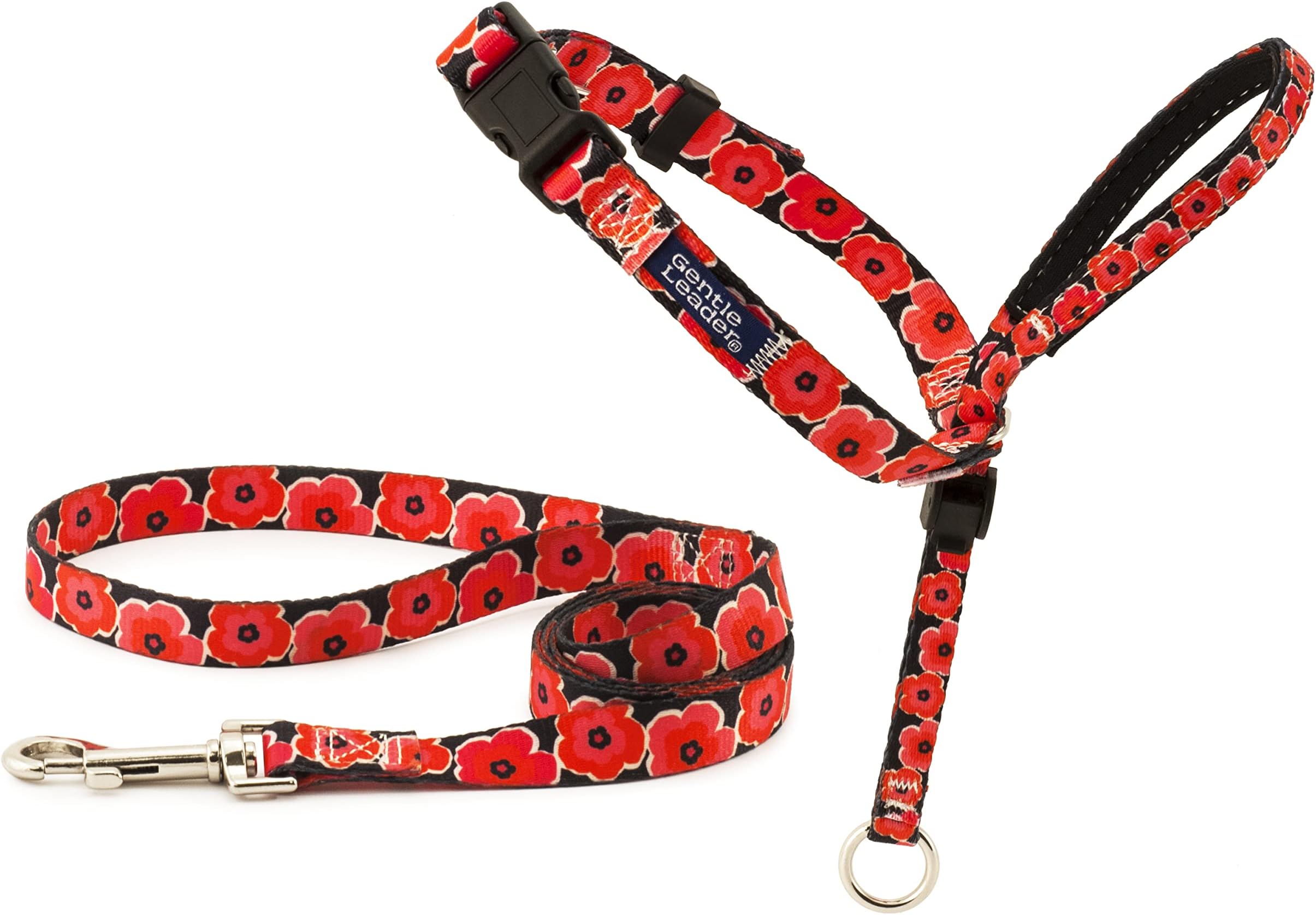 PetSafe Chic Gentle Leader Headcollar, No-Pull Dog Collar – Perfect for Leash & Harness Training – Stops Pets from Pulling and Choking on Walks – Large, Poppies