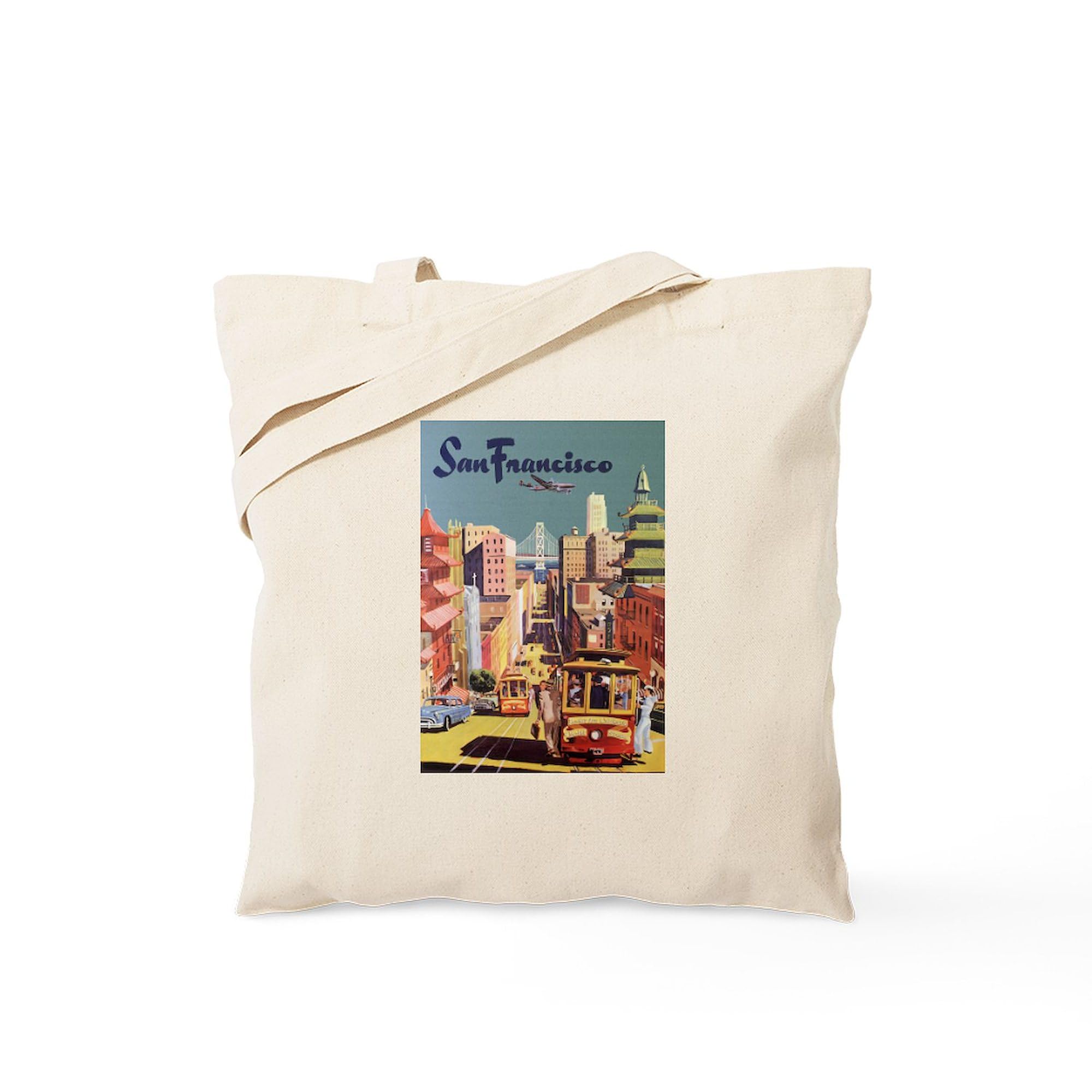 CafePress Vintage San Francisco Tote Bag Reusable Natural Beige Canvas Shopping Bag