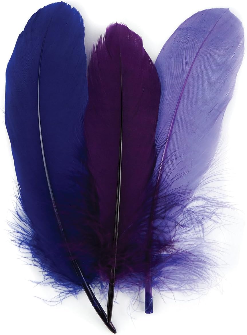 ZUCKER 12pc Colorful Goose Feather Craft Supply - 6-8 inch Long DIY Headdress, Dream Catcher, Home Decor - Sunrise Orange Mix