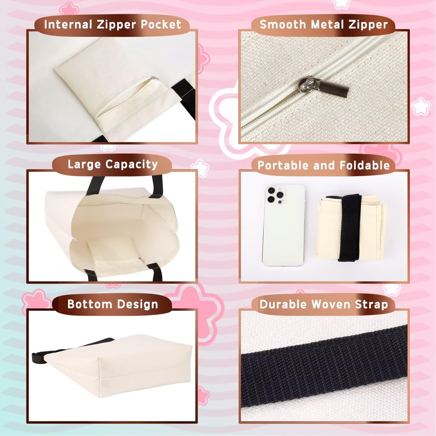 Lucy In Narnia Tote Bag Reusable Grocery Bags Aesthetic Shopping Shoulder Handbag with Interior Zipper Pocket Stylish Courage Dear Heart Present for Women - Image 5