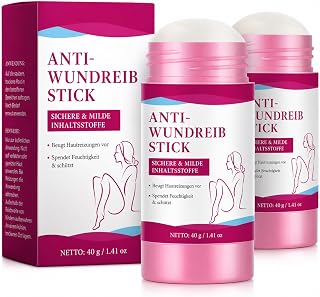 Anti-Wound Friction Stick 2 Pieces, Anti-Chafing Stick Anti-Chafing for Thighs, Armpits and Heels, Anti-Friction Conditioner with Shea Butter, Coconut Oil and Vitamin E for Sports, Travel and Daily