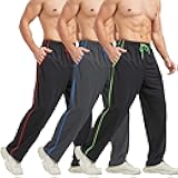 E-SURPA Men's Athletic Pant with Pockets Open Bottom Sweatpants for Men Workout, Exercise, Running
