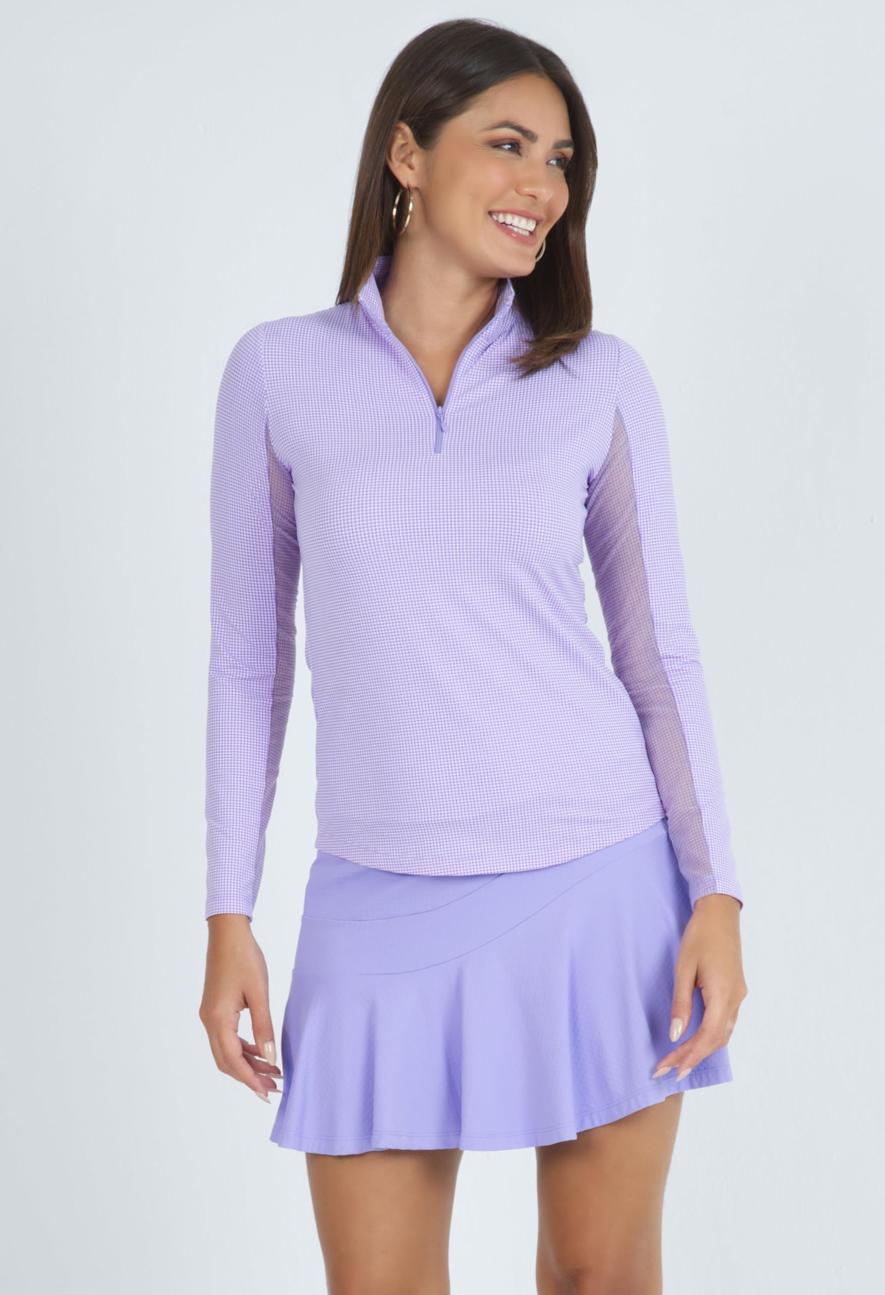 IBKUL Athleisure Wear Icefil Cooling-Mini-Top mit Sonnenschutzfaktor 50+, langärmlig, Stehkragen
