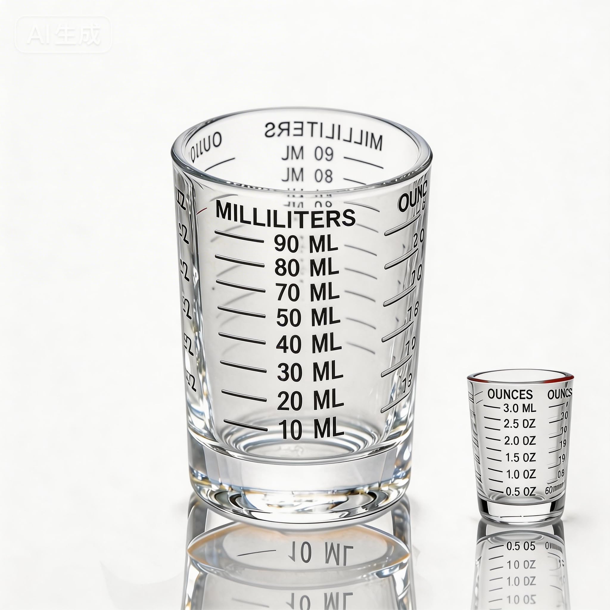 IERKLMMO 90ml / 3oz Glass Measuring Shot Cup with Dual Scale (ml & oz), Clear Espresso Measuring Glass with Heavy Base, Small Liquid Measure Cup for Coffee, Milk, Cocktails & Spirits