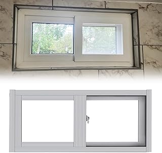 Home Windows Replacment Sliding Window for Basement with Glass & Screen 24x16in 30x16in 31x12in 36x12in Horizontal Replacement Window for Bathroom Kitchen Garage(White,31x17)