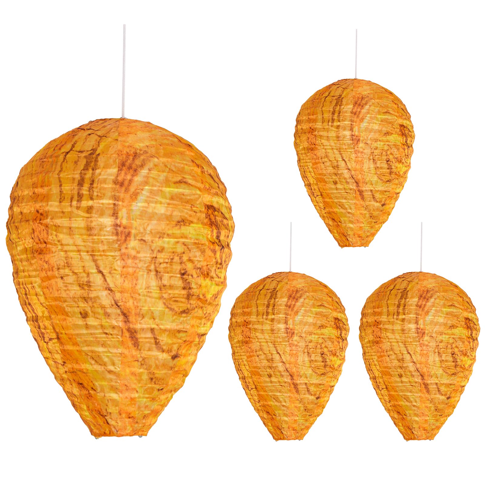 Heliltd4pcs Cloth Fake Wasp Nest Decoy Yellow Wasp Trap Hanging Fake Wasp Nest for Wasps Hornets Waterproof Fake Hornet Nest Decoy Wasp Traps Outdoor Hanging for Home Garden Yard Outdoors