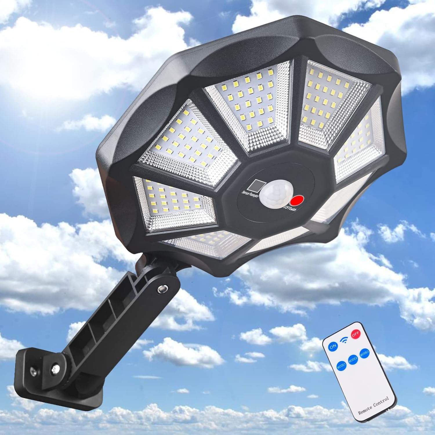 MAPPLE CREATION Solar Lights Outdoor - Wide Angle Solar Street Lights Outdoor Motion Sensor, Street Light IP66 Waterproof, Parking Lot Light Dusk to Dawn with Remote Control-image-22