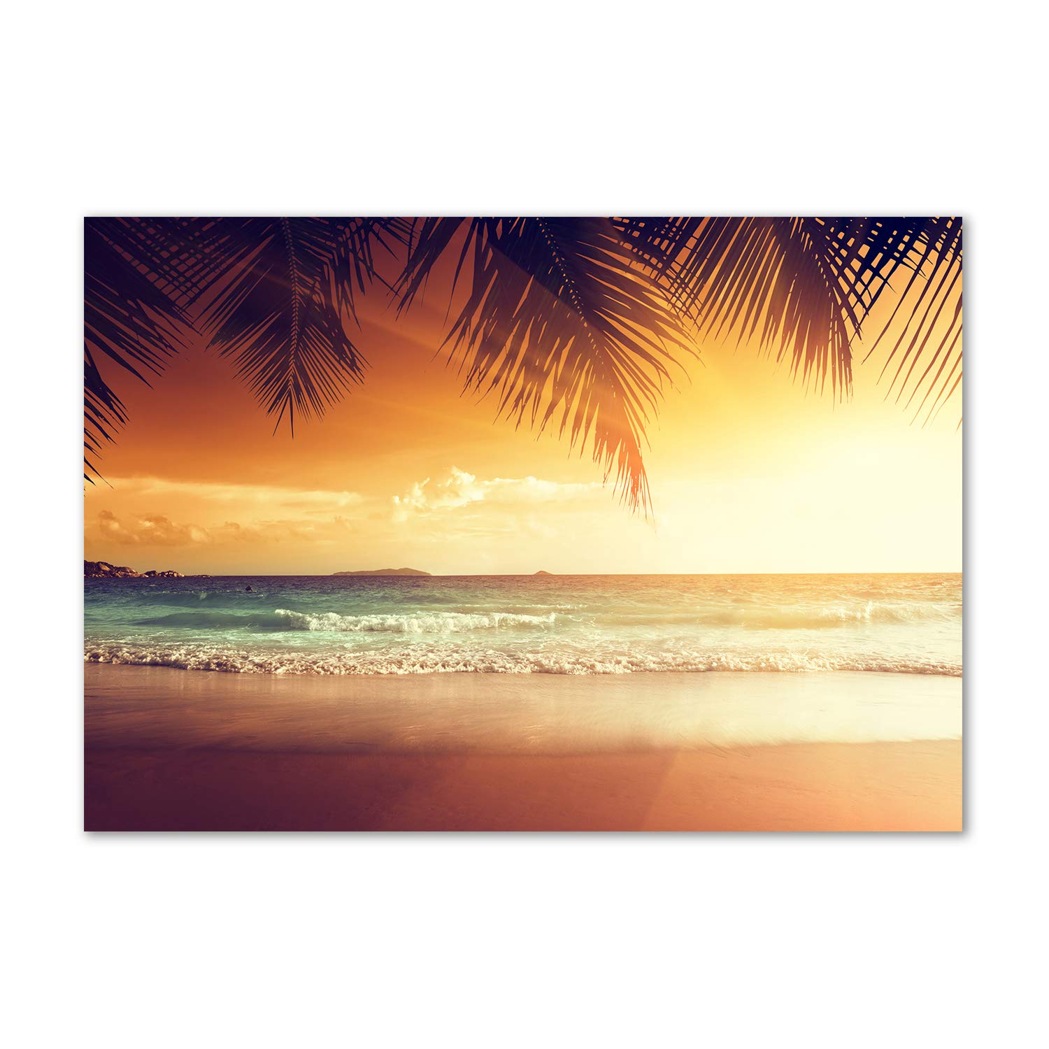 Déco mural derrière le plastique Tulup avec paysage de plage tropicale orange