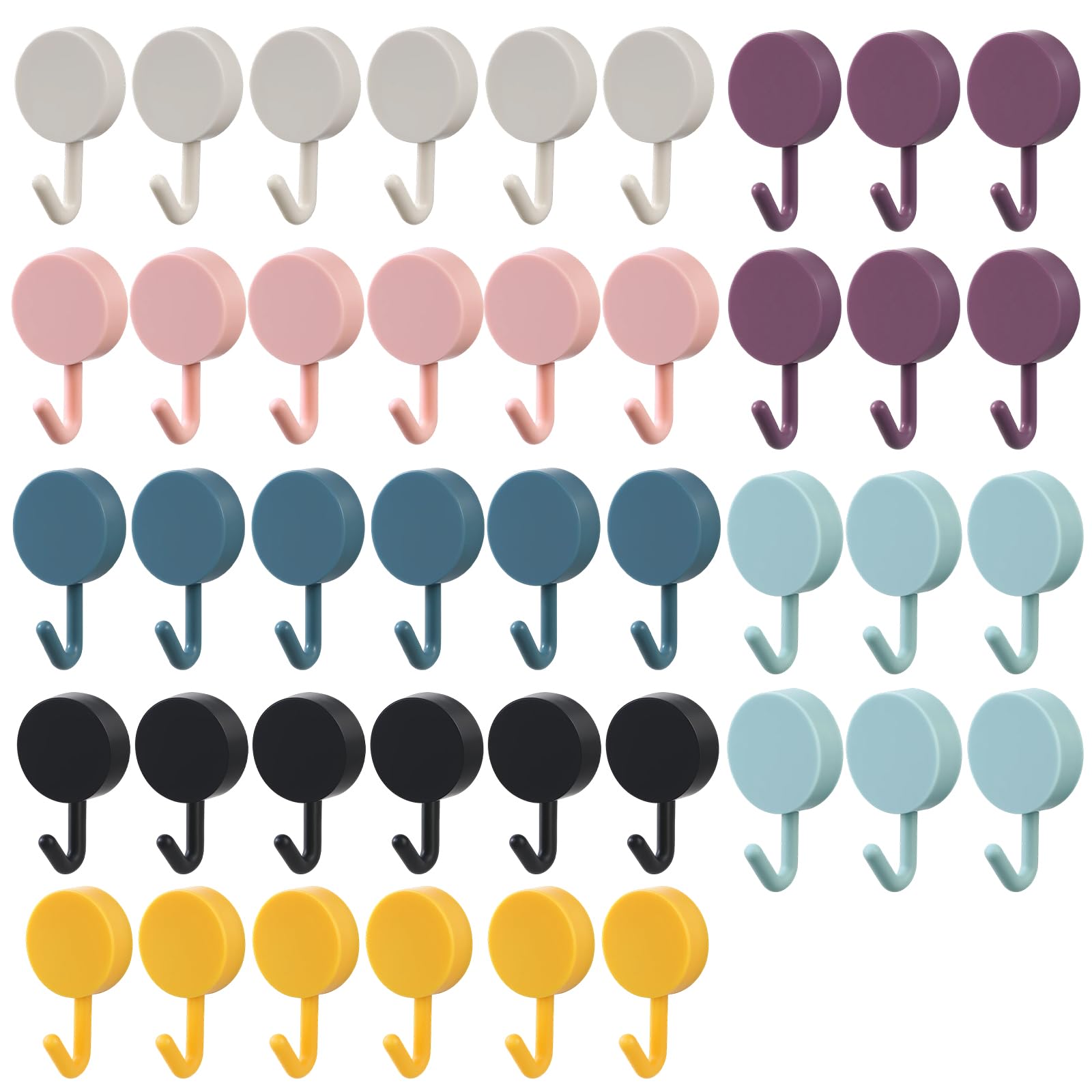 GYTFOG 42PCS Self Adhesive Hooks, Self Adhesive Hooks for Wall and Door, Creative Simple Hooks, No Drilling or Nails, Removable Sticky Hooks for Hanging Coats, Hats, Towels, Key, Home Accessories