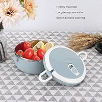 Vista 7 de Caja de almuerzo portátil de acero inoxidable, azul con doble aislamiento, contenedor de alimentos, caja térmica de doble capa, fideos de arroz