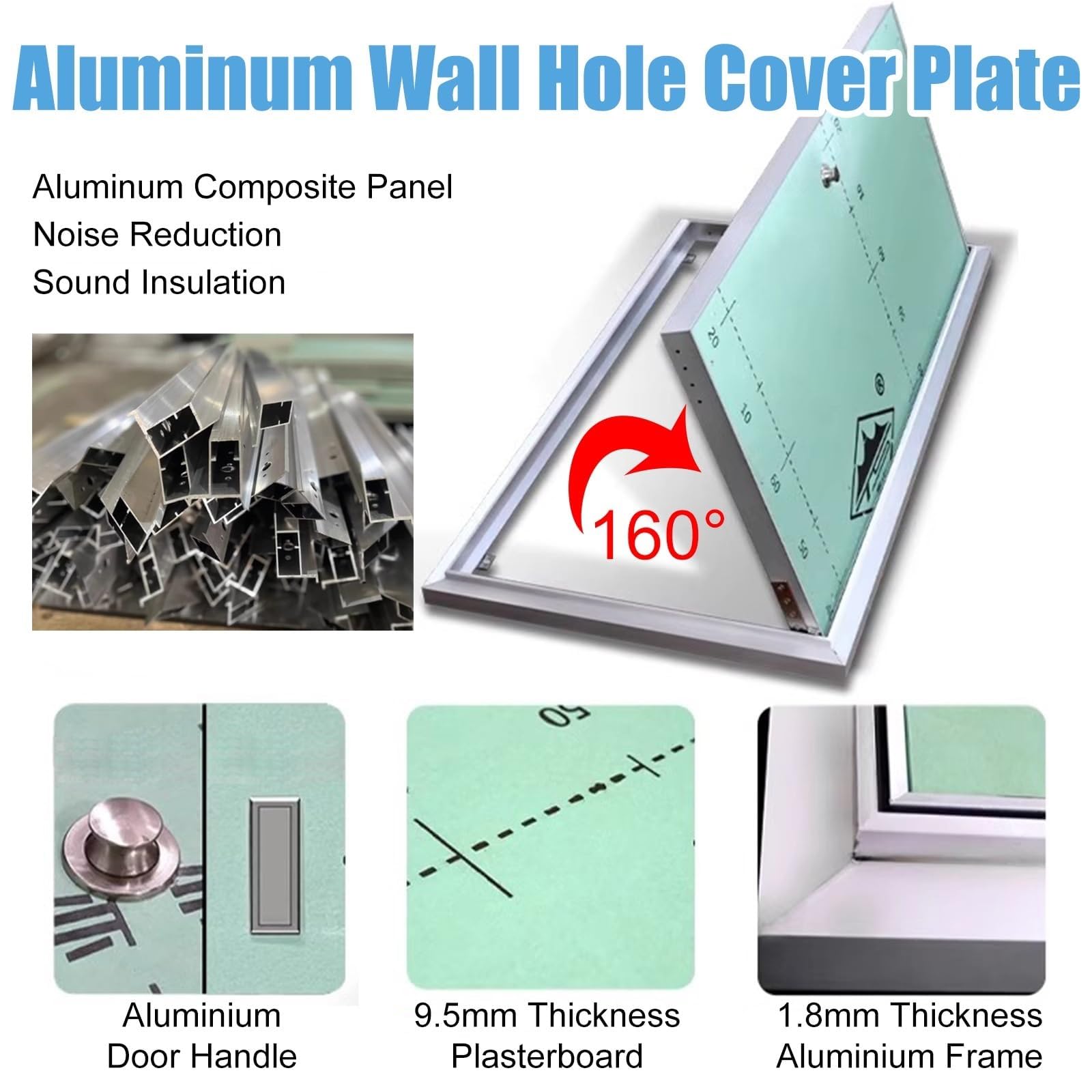 Aluminiowe ukryte drzwi dostępowe, właz inspekcyjny odporny na wilgoć, panel dociskowy do zamknięcia, 860 x 970 mm (34 x 38 cali): trwałe rozwiązanie dostępu serwisowego dla
