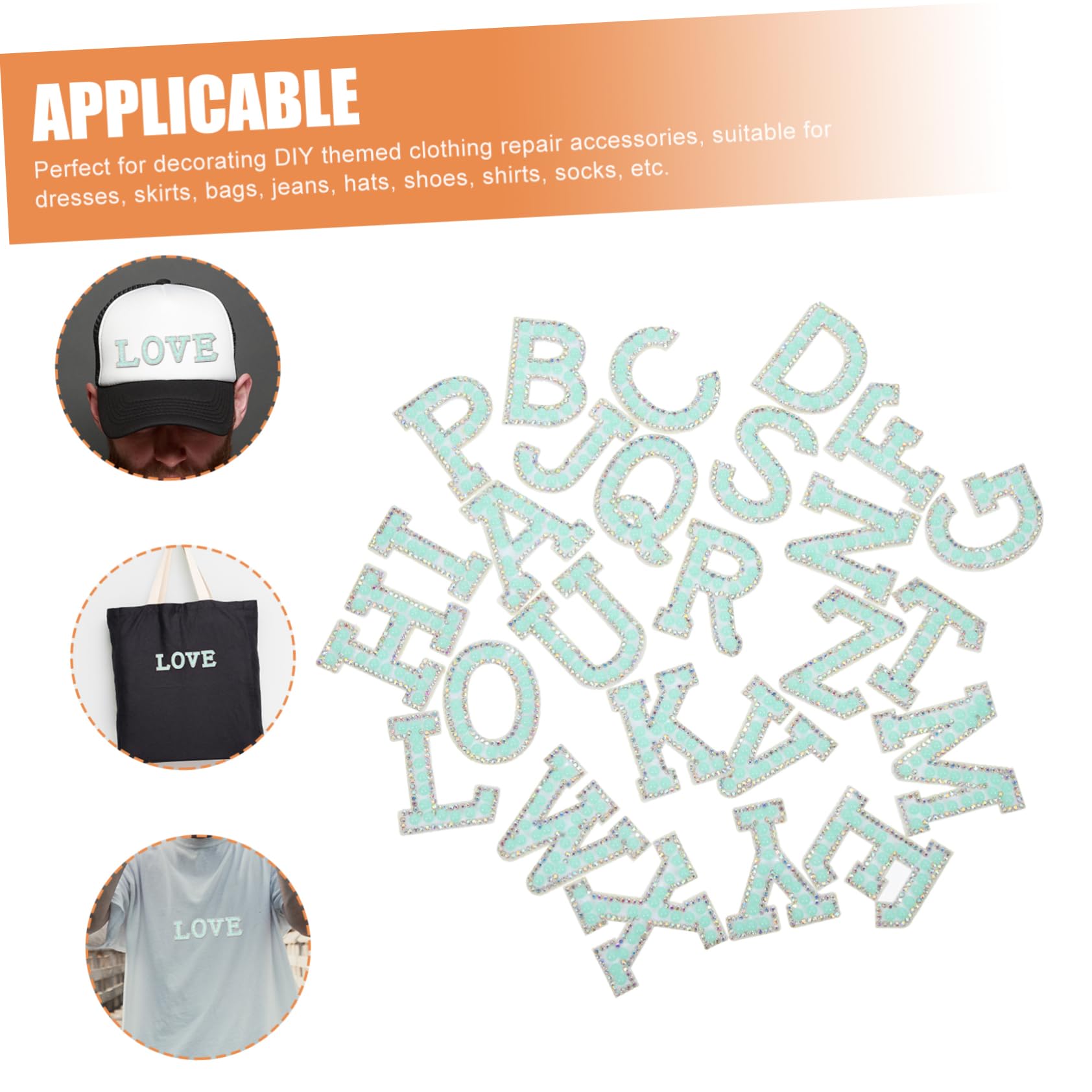 STOBOK 104pezzi Patches Lettera Glitterati Per Abbigliamento Applicazioni Per Progetti e Decorazioni Fashion