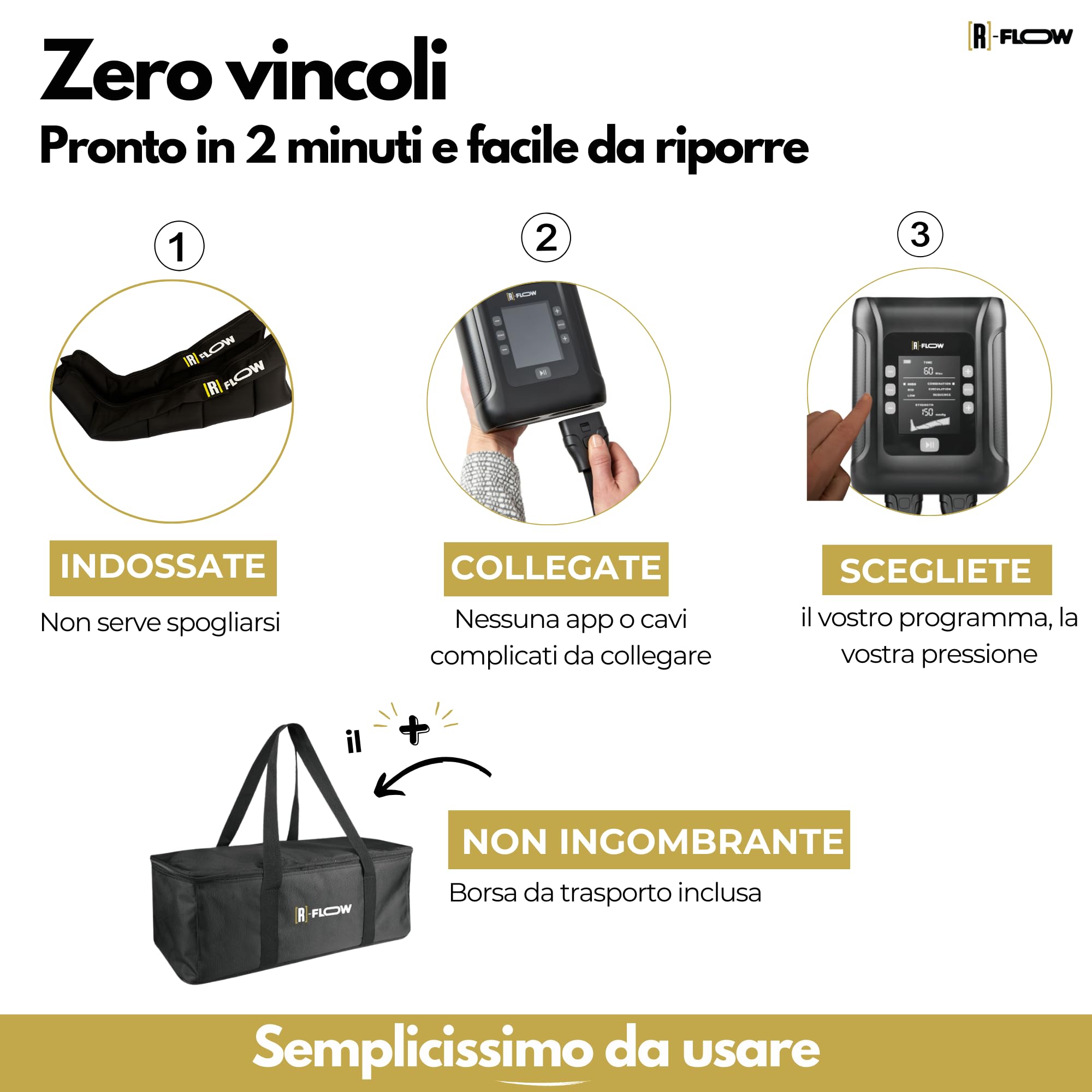 [R]-FLOW Pressoterapia Linfodrenaggio 4 Zone|3 Programmi |Massaggiatore per Piedi Gambe| |Gambe Pesanti|Circolazione Gambe|Pressoterapia per casa|Regalo Festa della Mamma |Garanzia 3 Anni