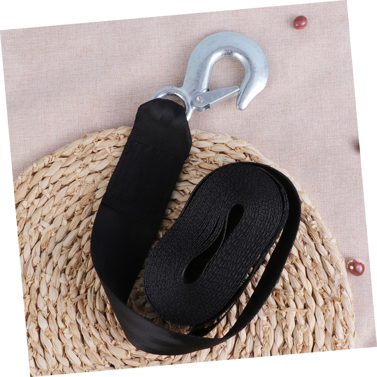 ULTECHNOVO Heavy Duty Winch Strap 1.5 Ton 4.7cm Wide Recovery Belt with Hook for Trailer Towing and Marine Use
